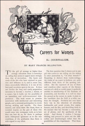 Item #514080 Journalism : Careers for women. By Mary Frances Billington. An uncommon original...