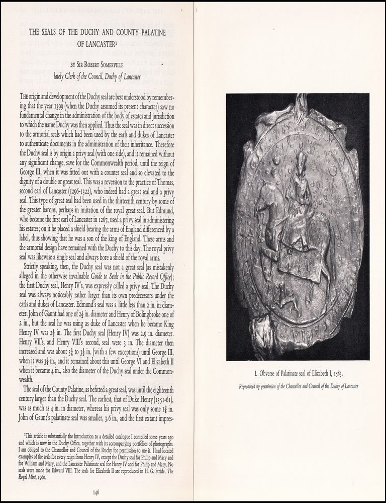 Item #514514 The Seals of the Duchy & County Palatine of Lancaster. 8 pages, 2 plates. An...
