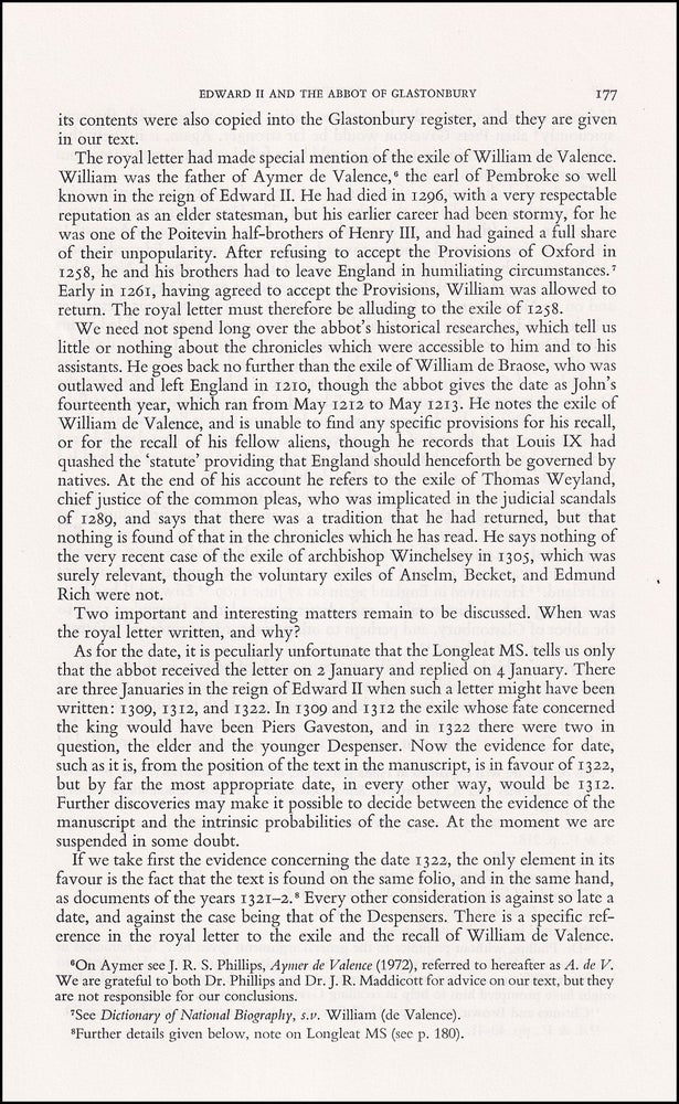 Item #514515 Edward II & the Abbot of Glastonbury : A New Case of Historical Evidence...