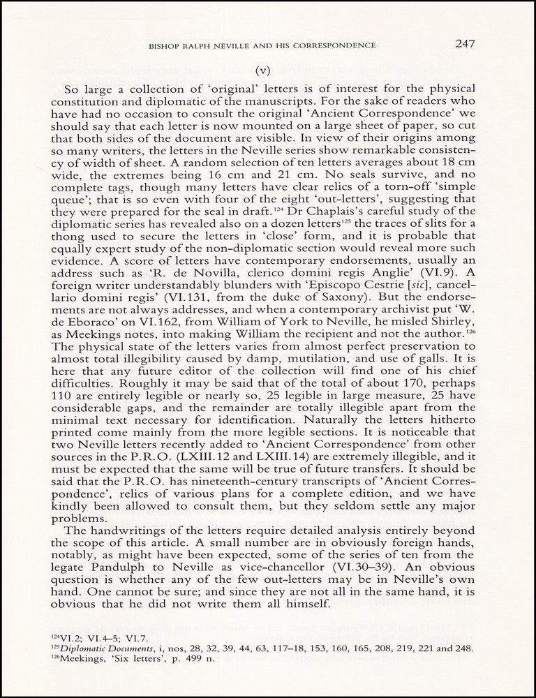 Item #514523 Bishop Ralph Neville, Chancellor to King Henry III, & his Correspondence : A...