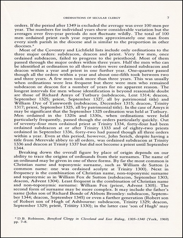 Item #514525 Ordinations of Secular Clergy in the Diocese of Coventry & Lichfield, 1322-1358....