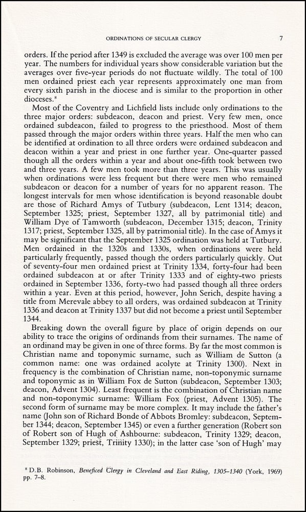 Item #514525 Ordinations of Secular Clergy in the Diocese of Coventry & Lichfield, 1322-1358....