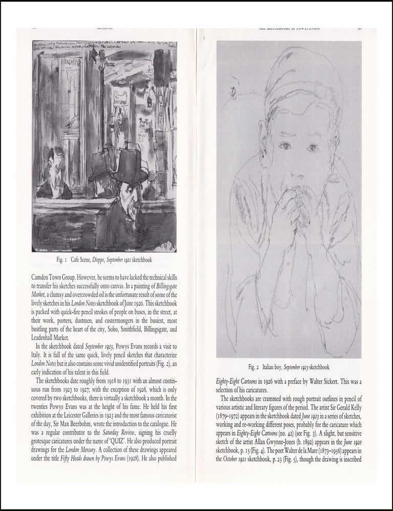 Item #514529 The Sketchbooks of Powys Evans. An original article from Archives, the Journal of...