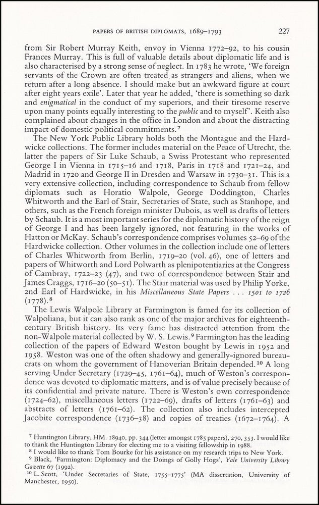 Item #514533 The Papers of British Diplomats, 1689-1793. An original article from Archives, the...