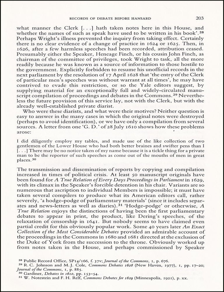 Item #514535 Before Hansard : Records of Debate in the Seventeenth-Century House of Commons. An...