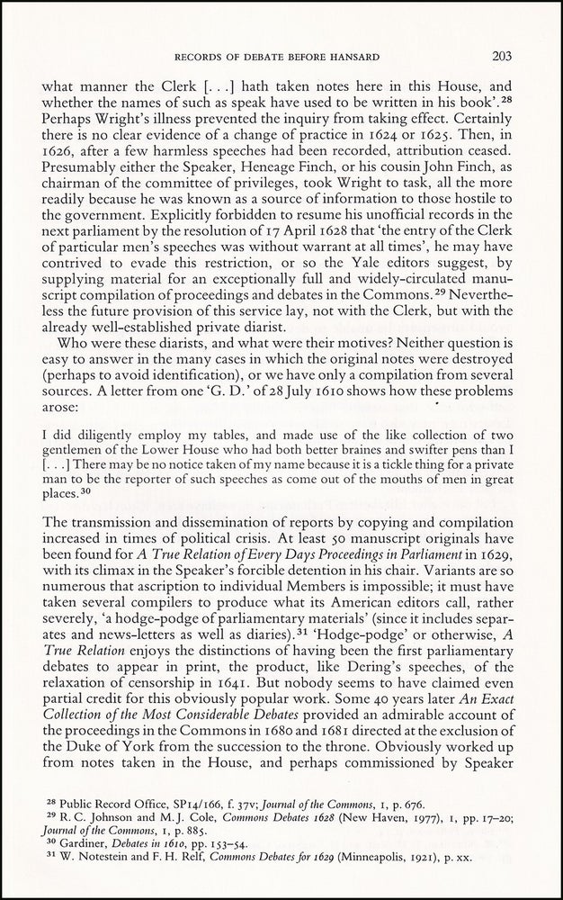 Item #514535 Before Hansard : Records of Debate in the Seventeenth-Century House of Commons. An...