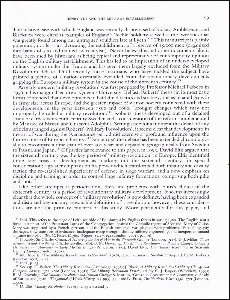 Item #514551 Henry VIII & the English Military Establishment. An original article from...