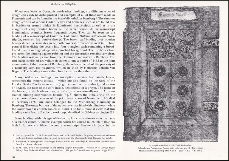 Item #514559 Book Bindings with Cut-leather Work. An original article from Bulletin du...