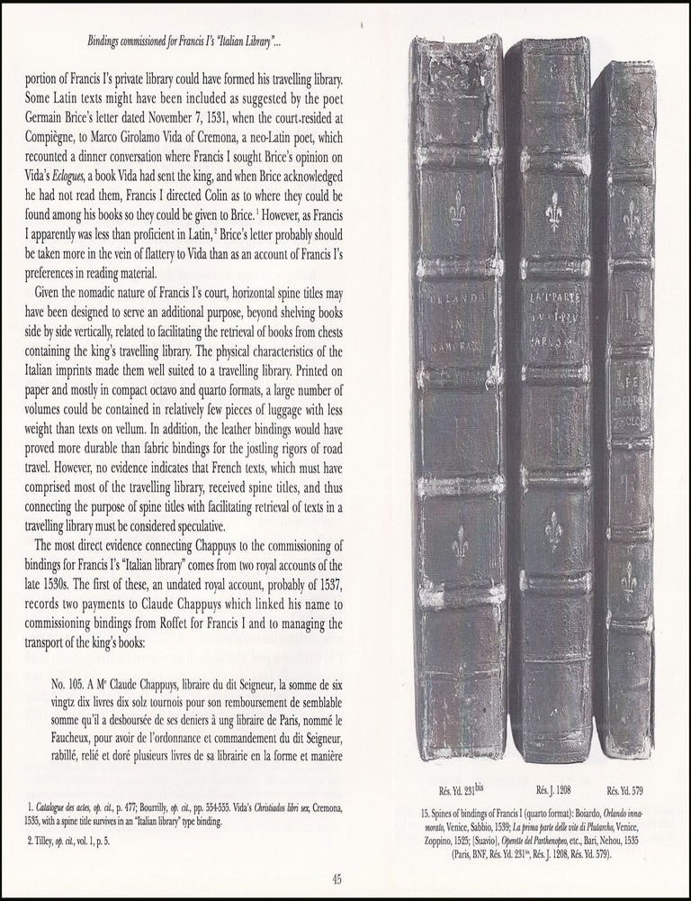 Item #514565 Book Bindings Commissioned for Francis I's Italian Library with horizontal Spine...