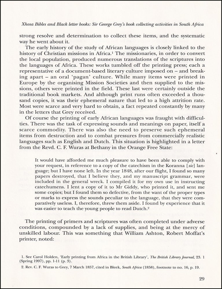 Item #514571 Xhosa Bibles & Black Letter Books : Sir George Grey's Book Collecting...