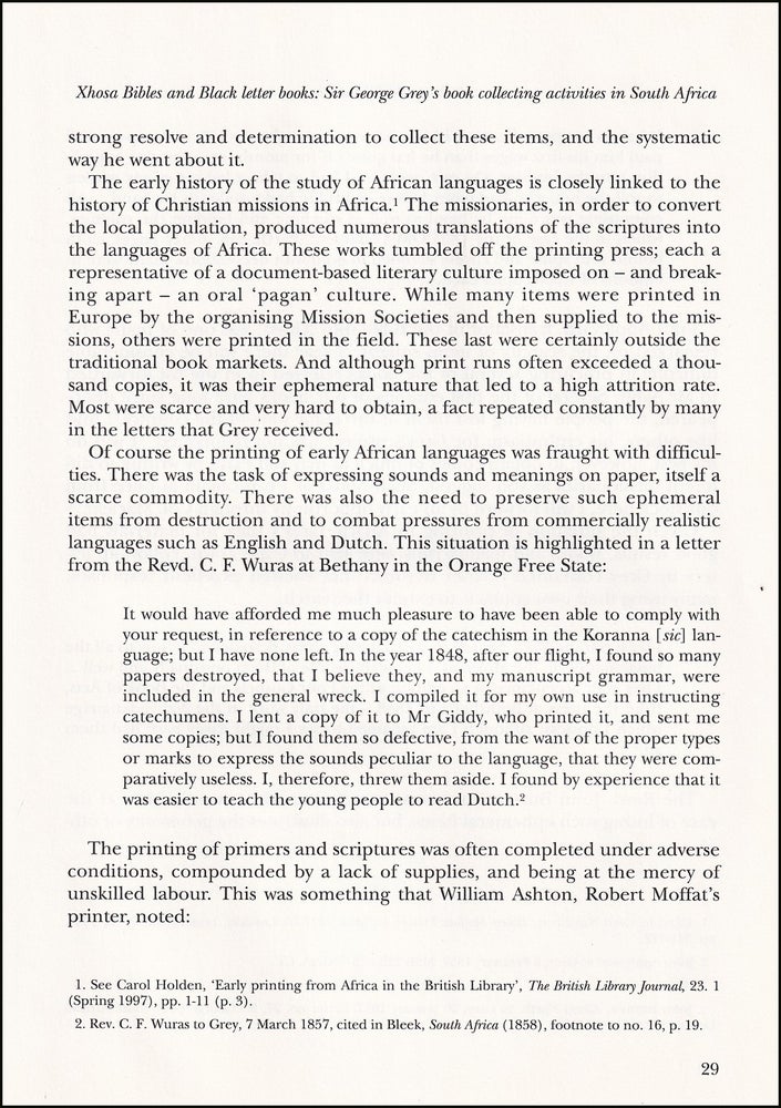 Item #514571 Xhosa Bibles & Black Letter Books : Sir George Grey's Book Collecting...