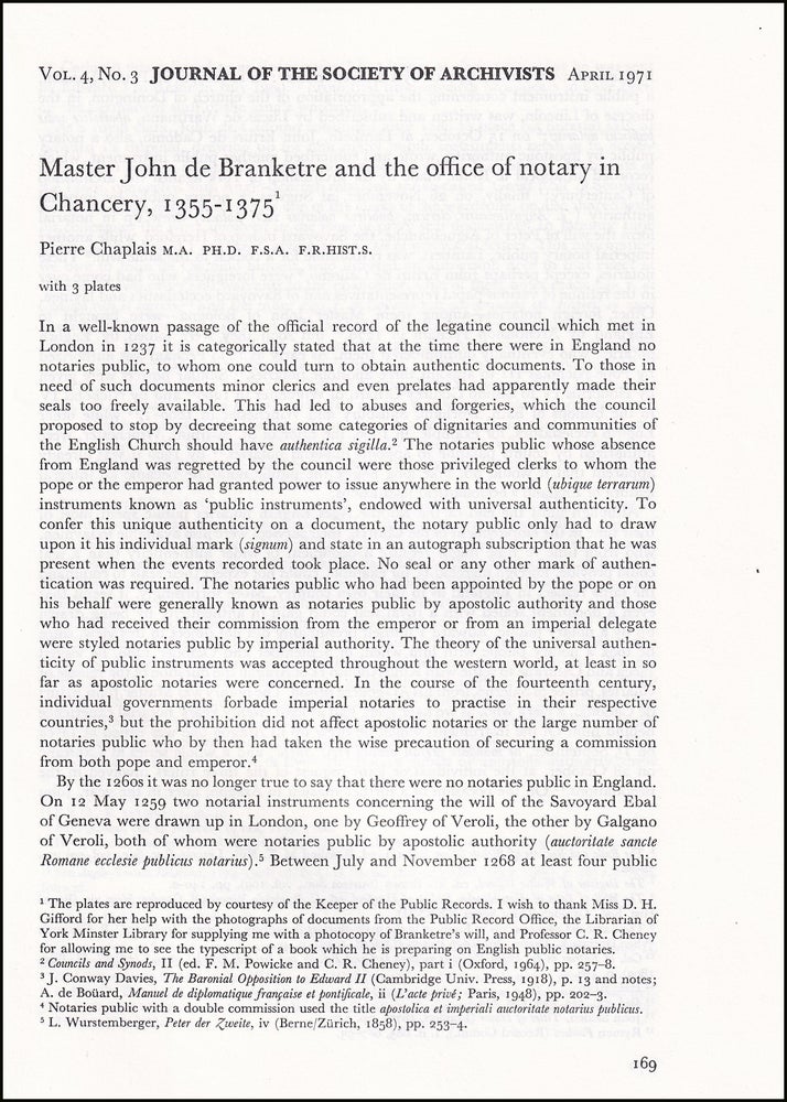 Item #514602 Master John de Branketre & the Office of Notary in Chancery, 1355-1375. An...