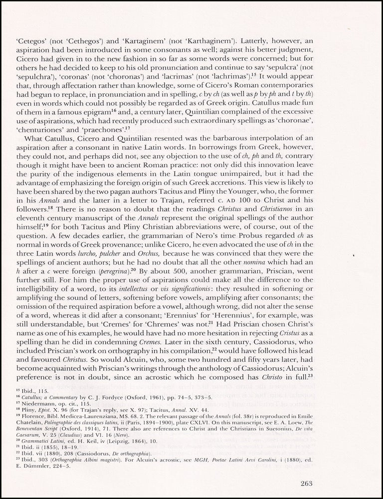 Item #514614 The Spelling of Christ's name in Medieval Anglo-Latin : Christus or Christus ?...
