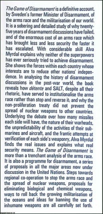 The Game of Disarmament : How the United States and Russia Run the Arms Race.