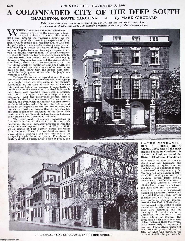 Item #515036 Charleston, South Carolina. A Colonnaded City of the Deep South. Several pictures...