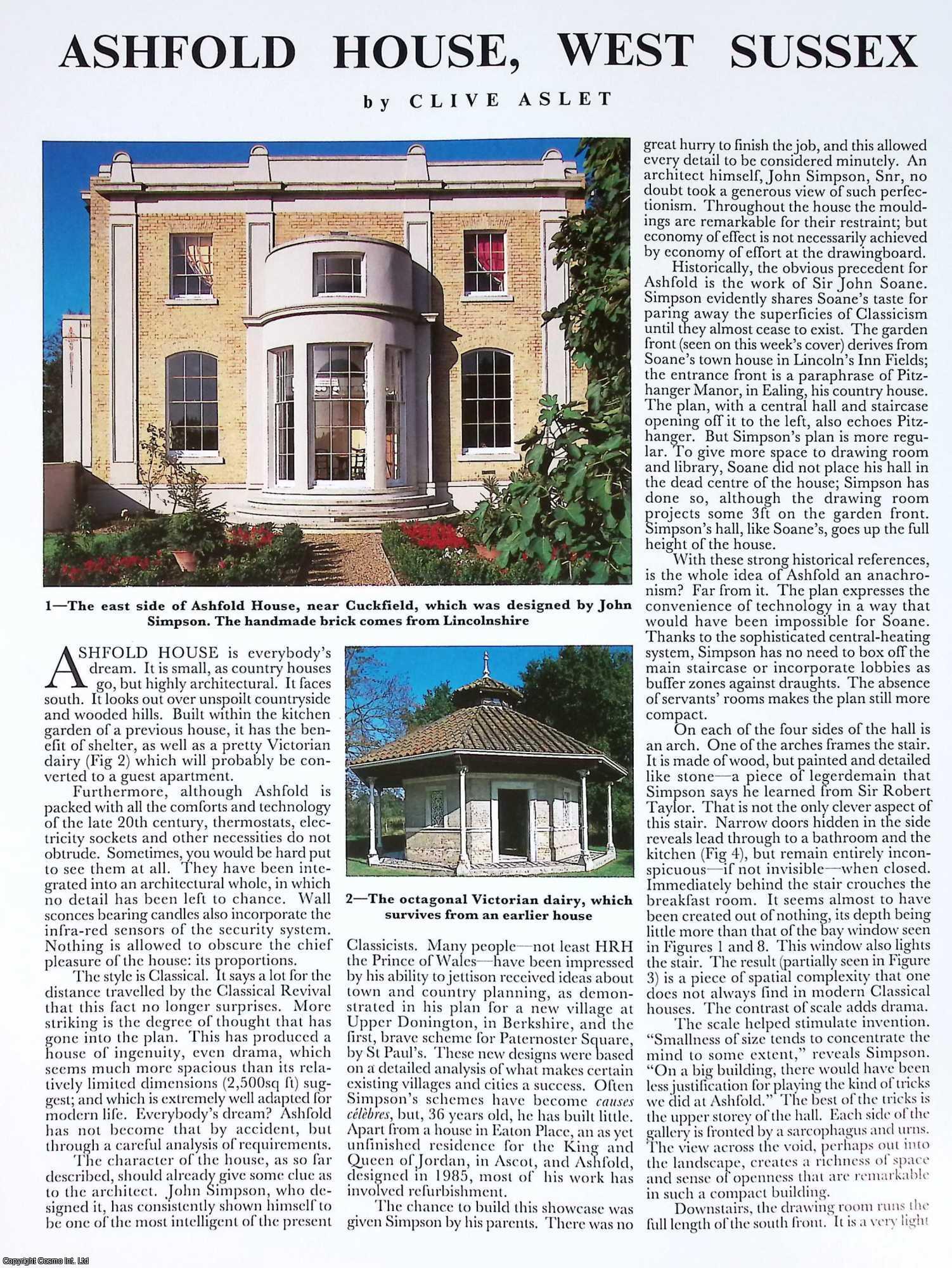 Ashfold House, West Sussex. Several pictures and accompanying text ...