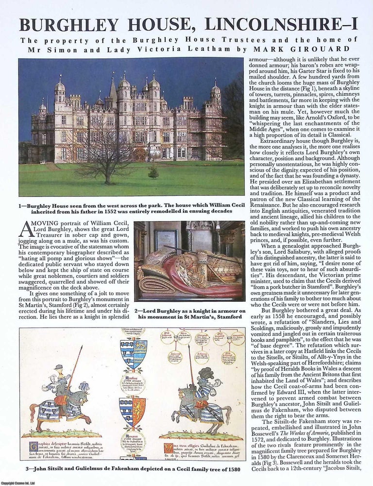 Item #515168 Burghley House, Lincolnshire. The Property of the Burghley House Trustees and the...