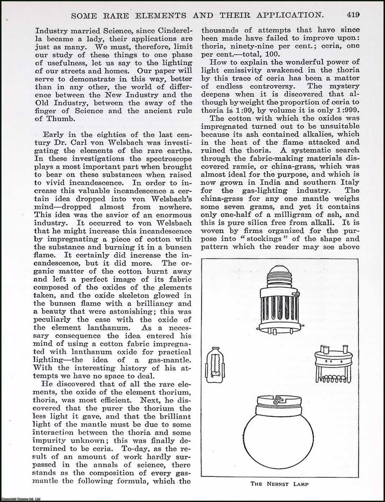 Item #515600 Some Rare Elements & their Application. By Robert Kennedy Duncan, Professor of...