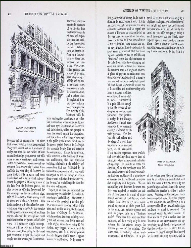 Item #515631 Chicago : Western Architecture. By Montgomery Schuyler. An original article from the...