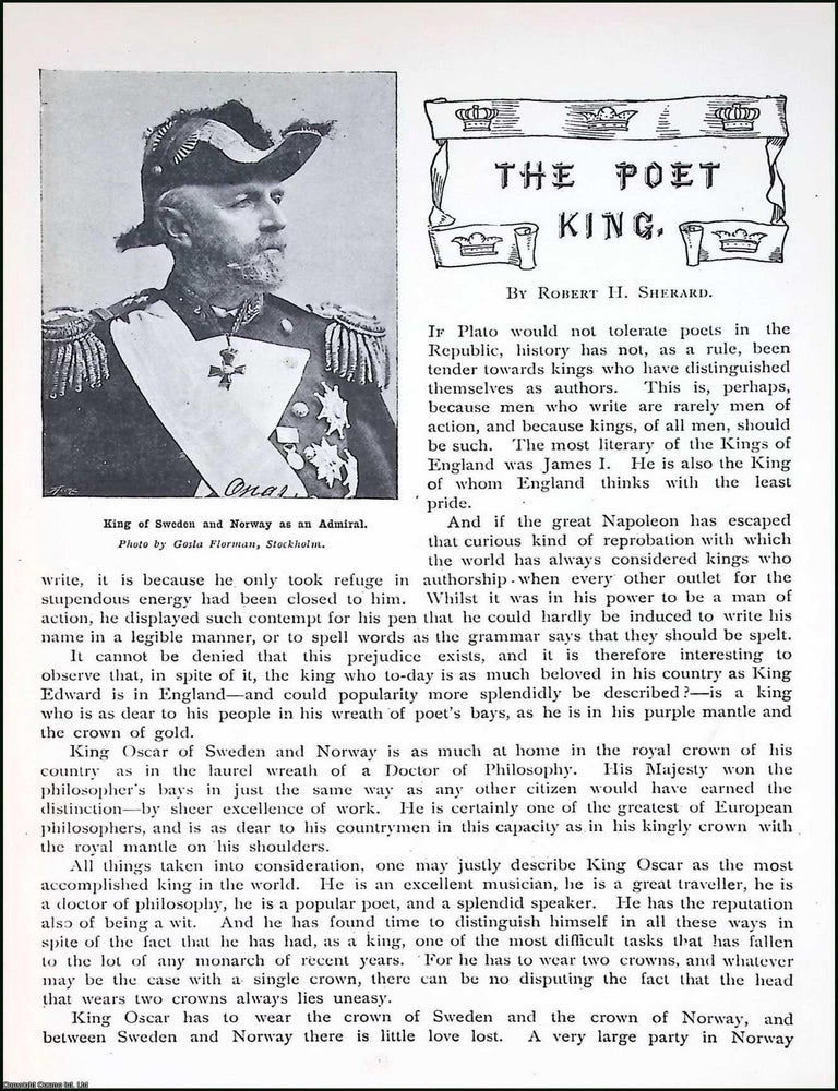 Item #516142 The Poet King : King Oscar of Sweden & Norway. By Robert H. Sherard. An original...