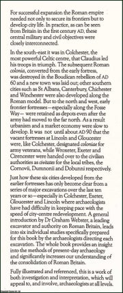 Fortress into City : The Consolidation of Roman Britain, First Century AD.