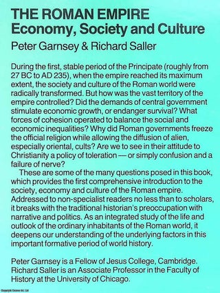 The Roman Empire : Economy, Society & Culture.