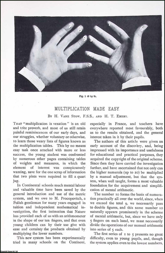 Item #516700 Multiplication Made Easy. By H. Vane Stow, F.S.S., & H.T. Emery. An original...