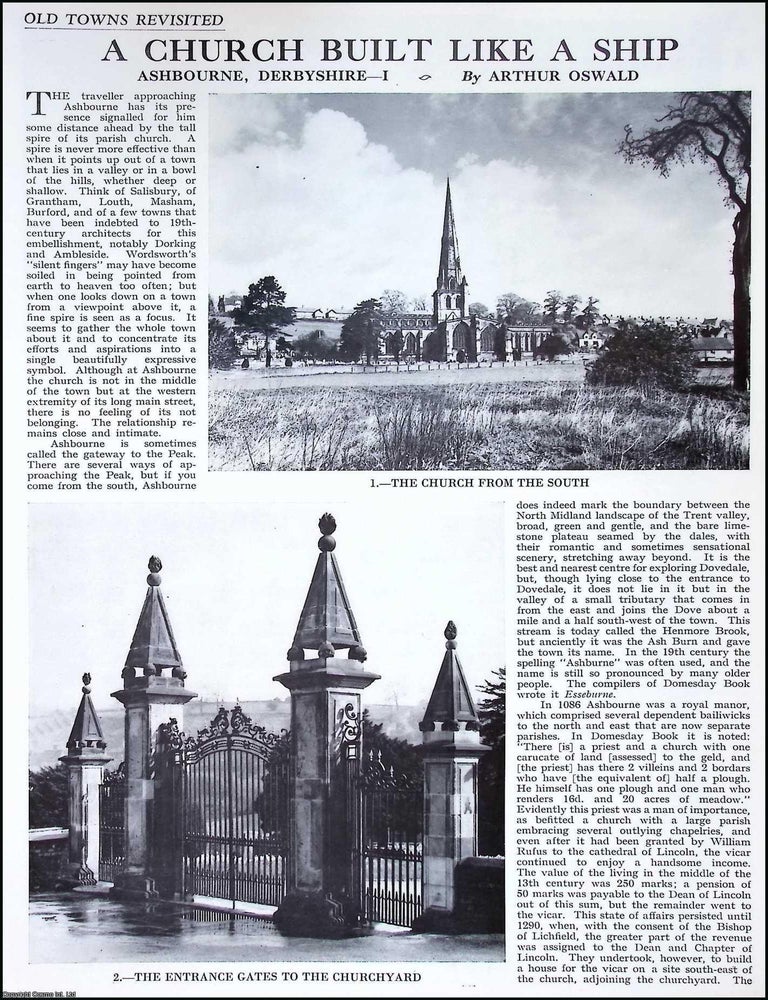 Item #517116 The History of Ashbourne, Derbyshire. By Arthur Oswald. Several pictures and...