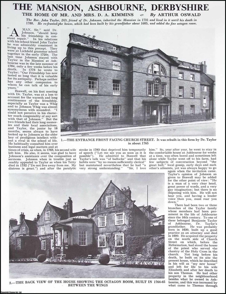 Item #517244 The Mansion, Ashbourne, Derbyshire. The Home of Mr. & Mrs. D.A. Kimmins. By Arthur...