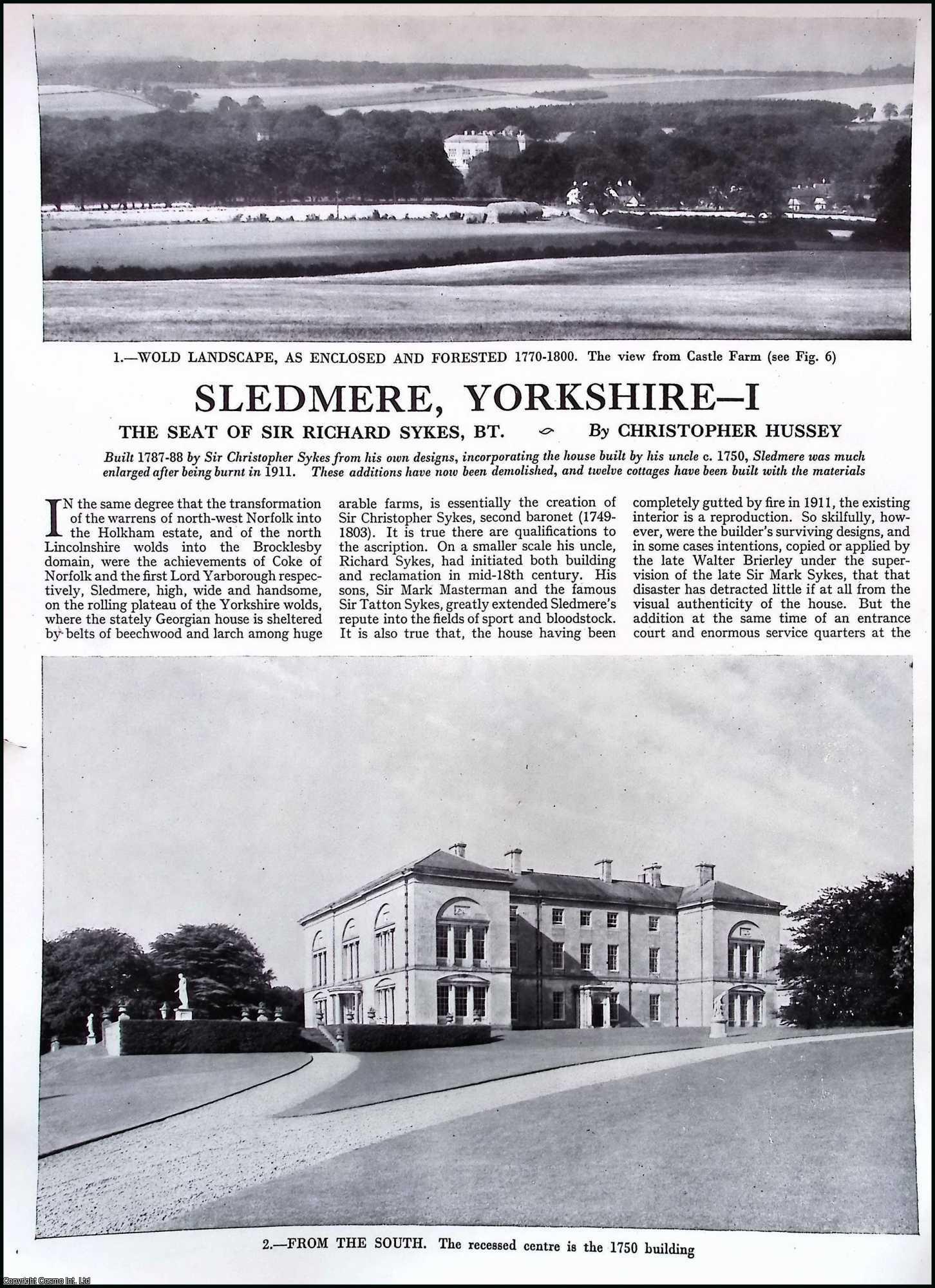 Sledmere, Yorkshire. The Seat of Sir Richard Sykes, BT. Built 1787-88 ...