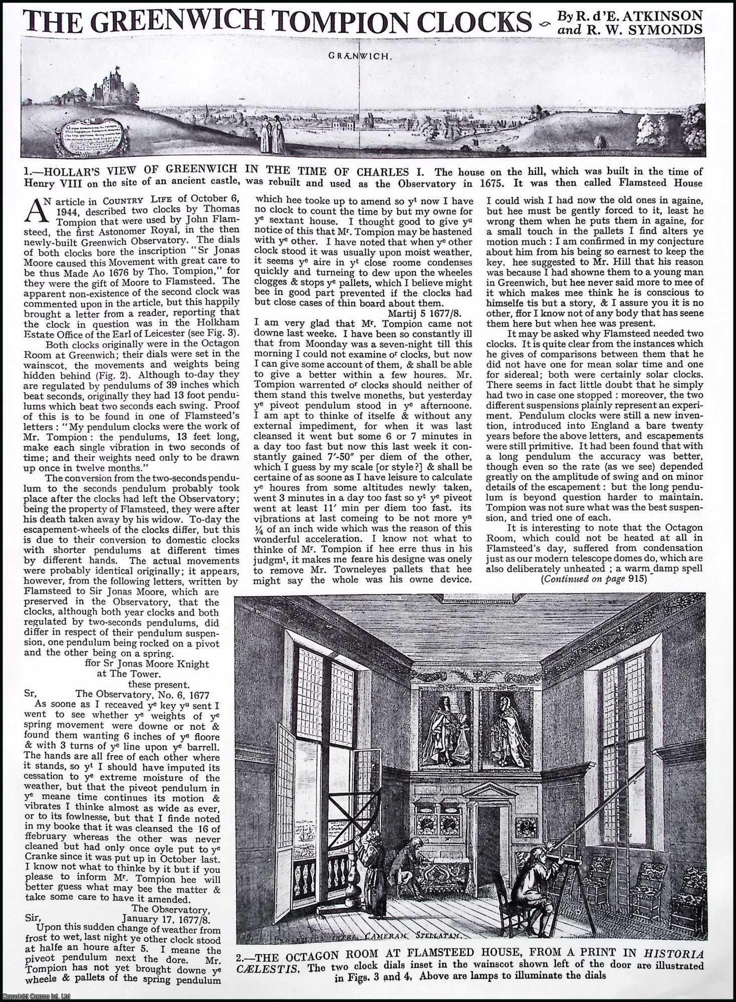 The Greenwich Tompion Clocks. By R.d'E. Atkinson & R.W. Symonds ...