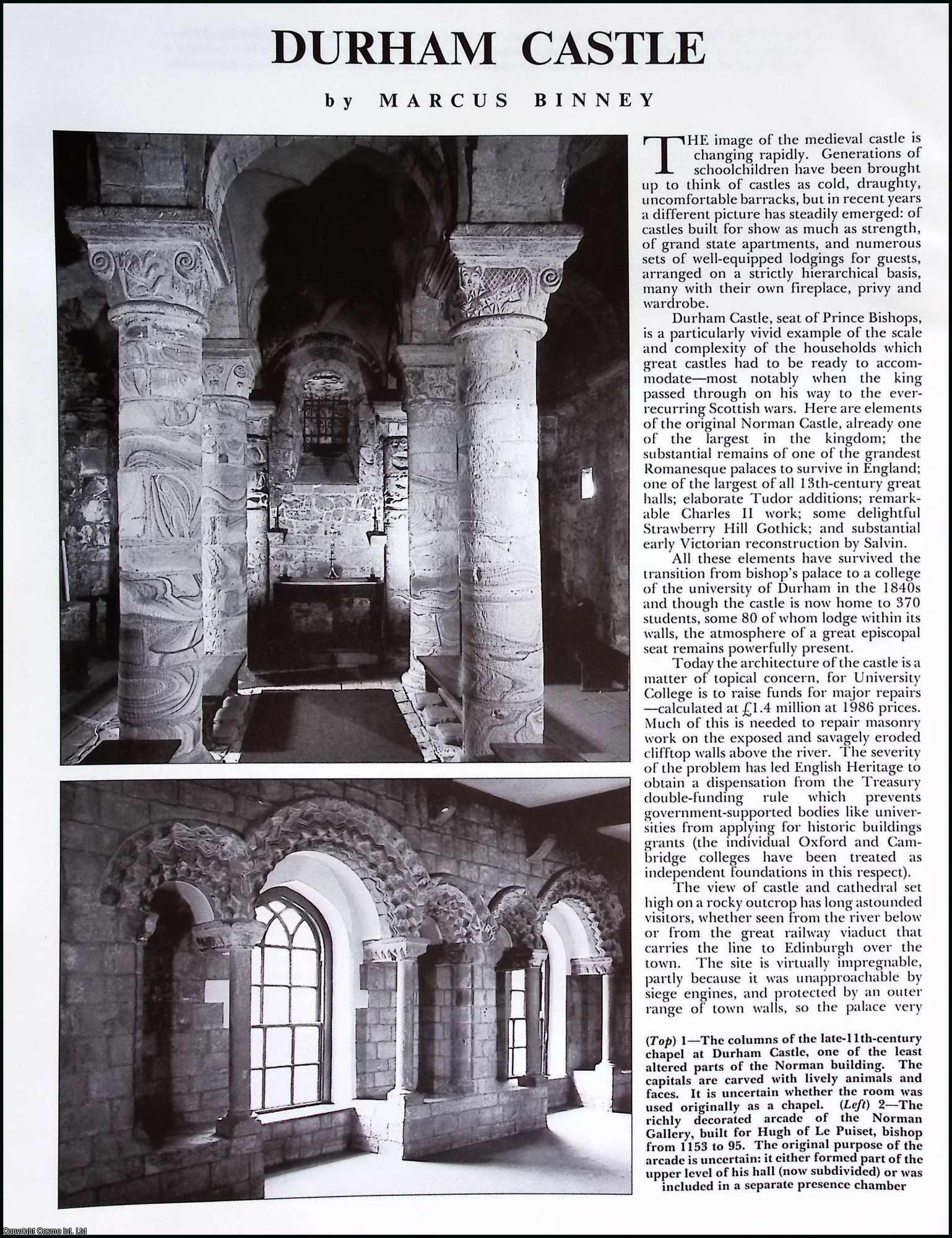 Durham Castle. By Marcus Binney. Several pictures and accompanying text ...