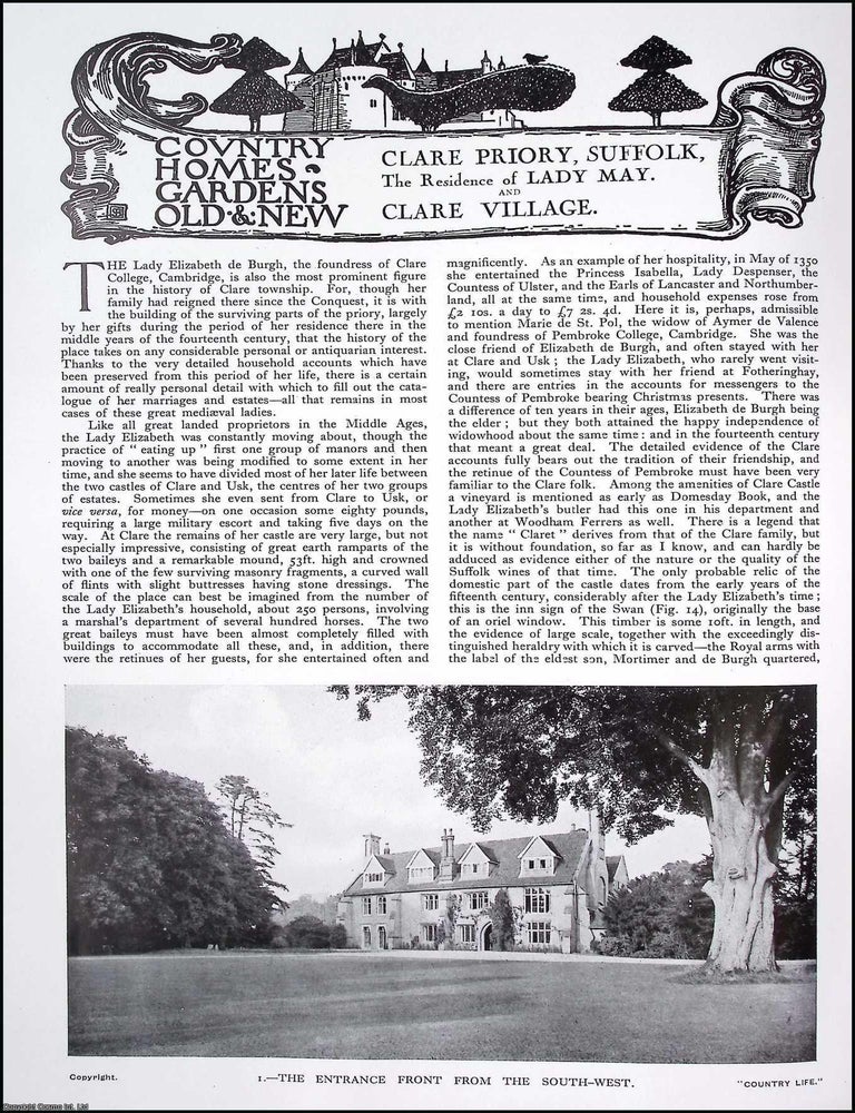 Item #518481 Clare Priory, Suffolk. The Residence of Lady May. Clare Village. Several pictures...
