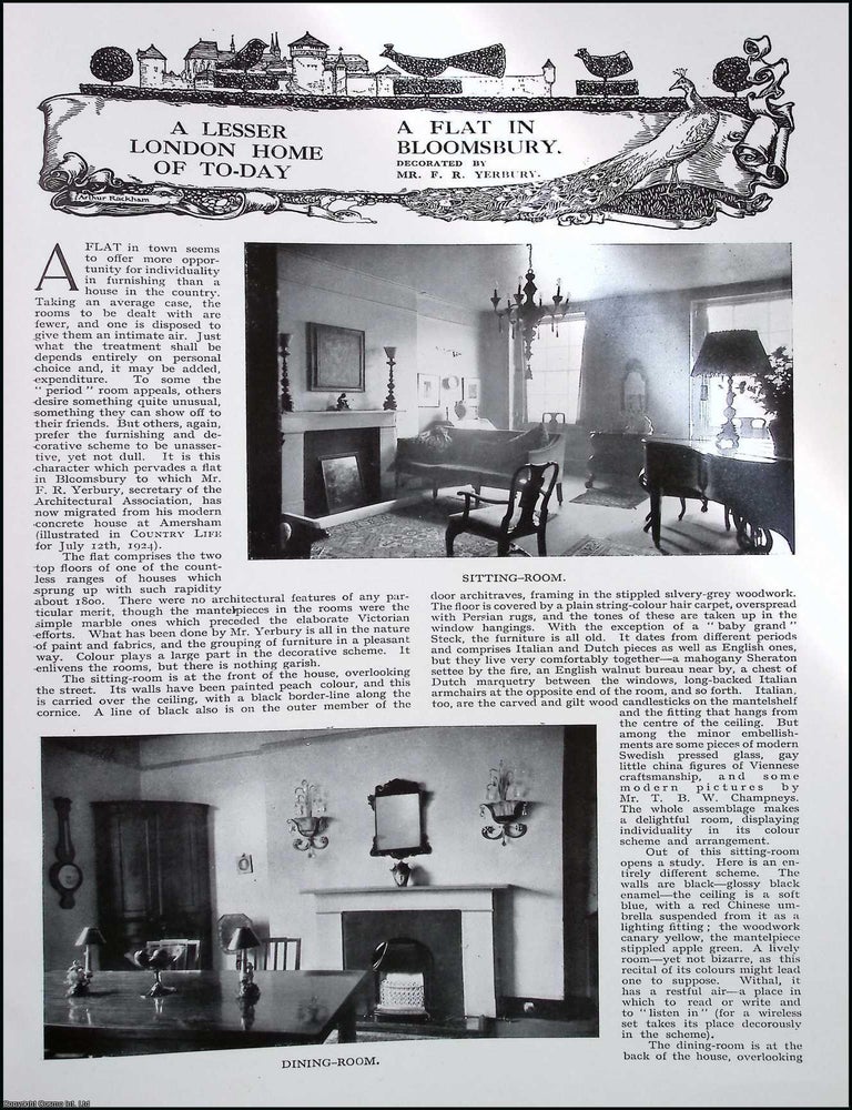 Item #518550 A Flat in Bloomsbury, London. Decorated by Mr. F.R. Yerbury. Several pictures and...