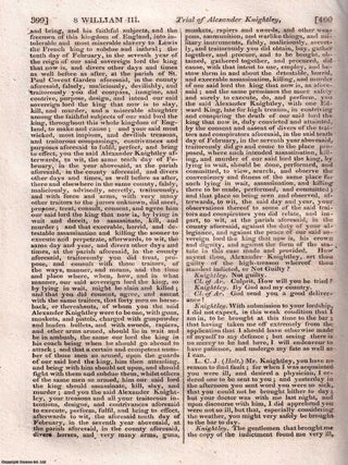The Trial of Alexander Knightley, for High Treason, 1696.