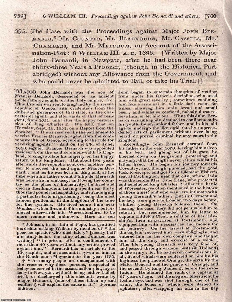 Item #518666 Proceedings against John Bernardi and others, on Account of the Assassination Plot,...