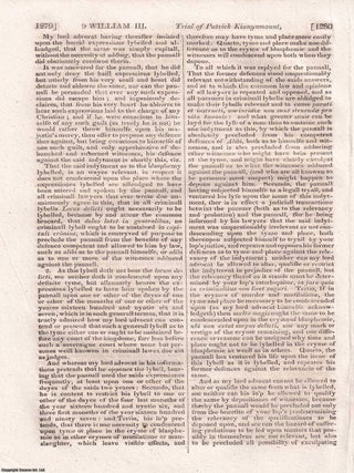 Blasphemy and Adultery : Trial of Patrick Kinnymount, 1697.