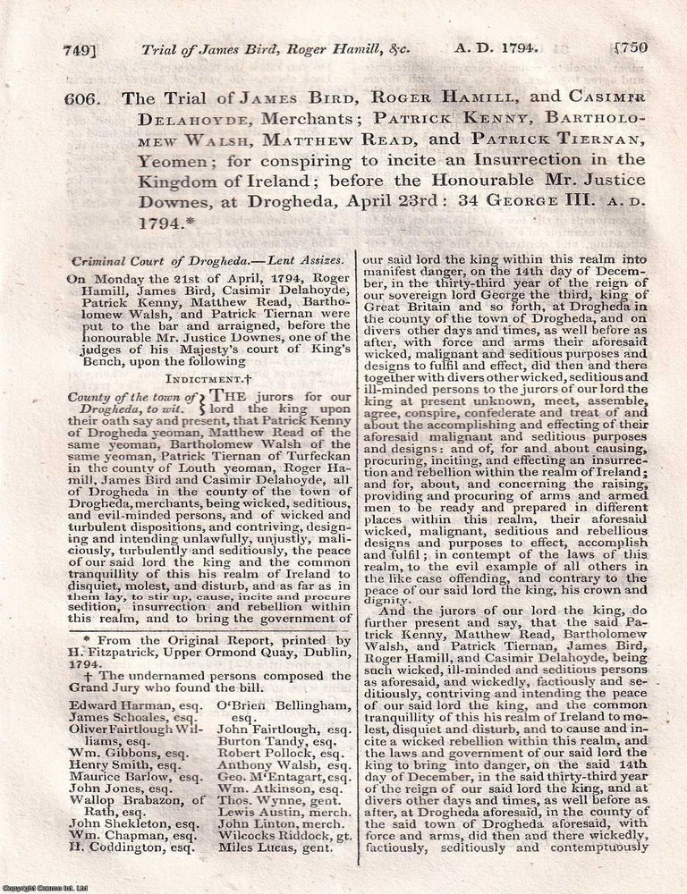 Item #518692 Conspiring to incite an Insurrection in the Kingdom of Ireland : Trial of James Bird...