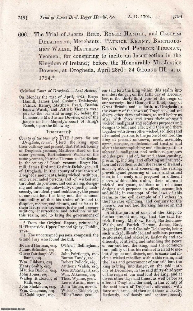 Item #518692 Conspiring to incite an Insurrection in the Kingdom of Ireland : Trial of James Bird...