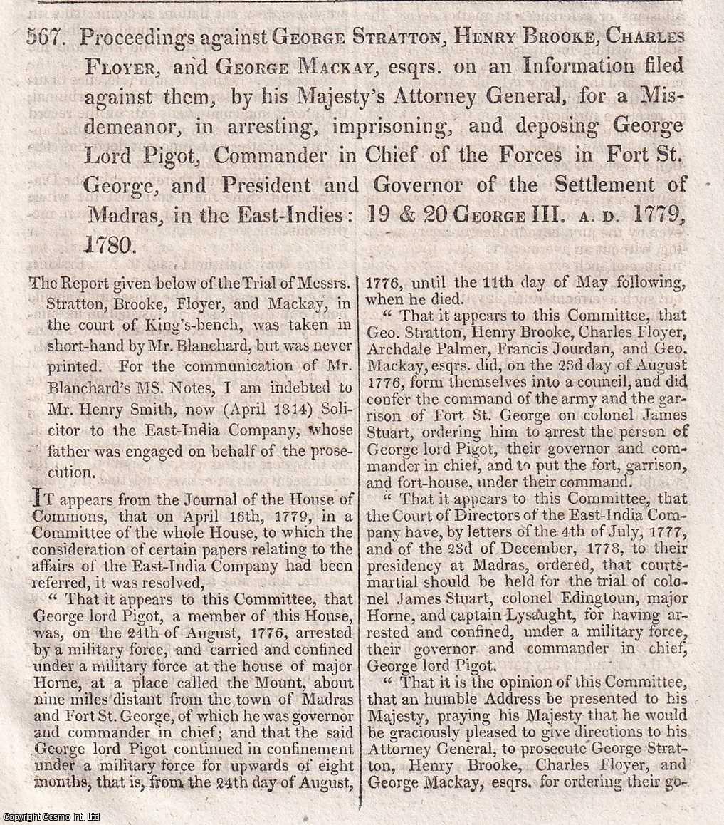 Proceedings against George Stratton and others, for deposing Lord Pigot ...