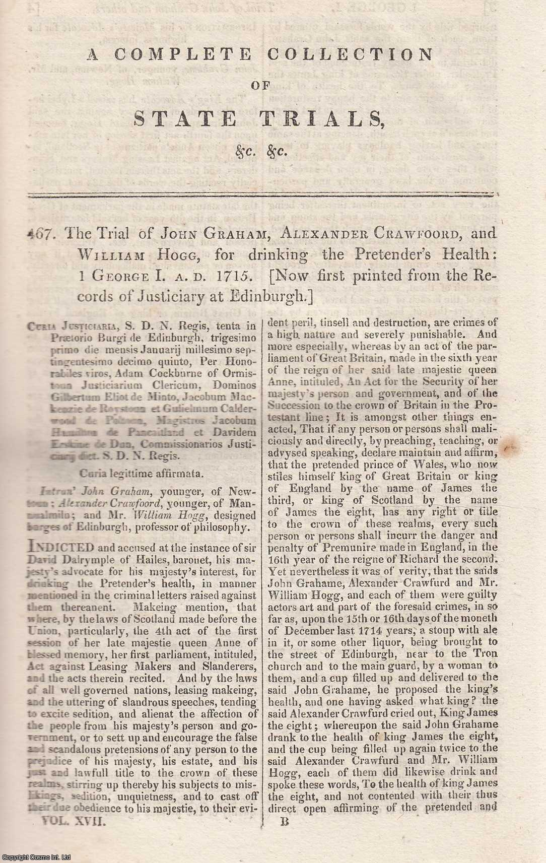 James Francis Edward Stuart. Drinking the Pretender's Health : Trial of ...