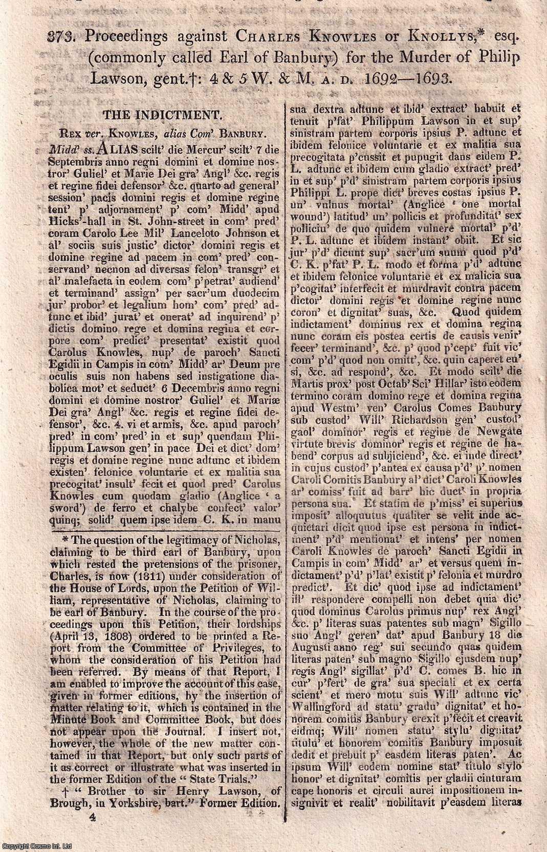 Proceedings against Charles Knowles, for the Murder of Philip Lawson ...