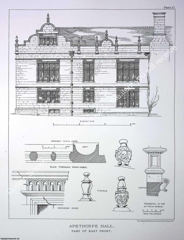 Item #519103 Apethorpe Hall, Part of East Front. A beautiful large black & white 1894...
