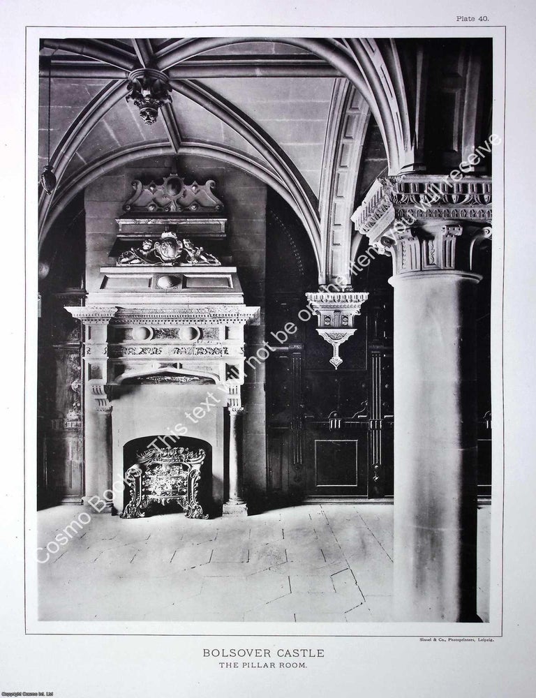 Item #519124 Bolsover Castle, The Pillar Room. A beautiful large black & white 1894...