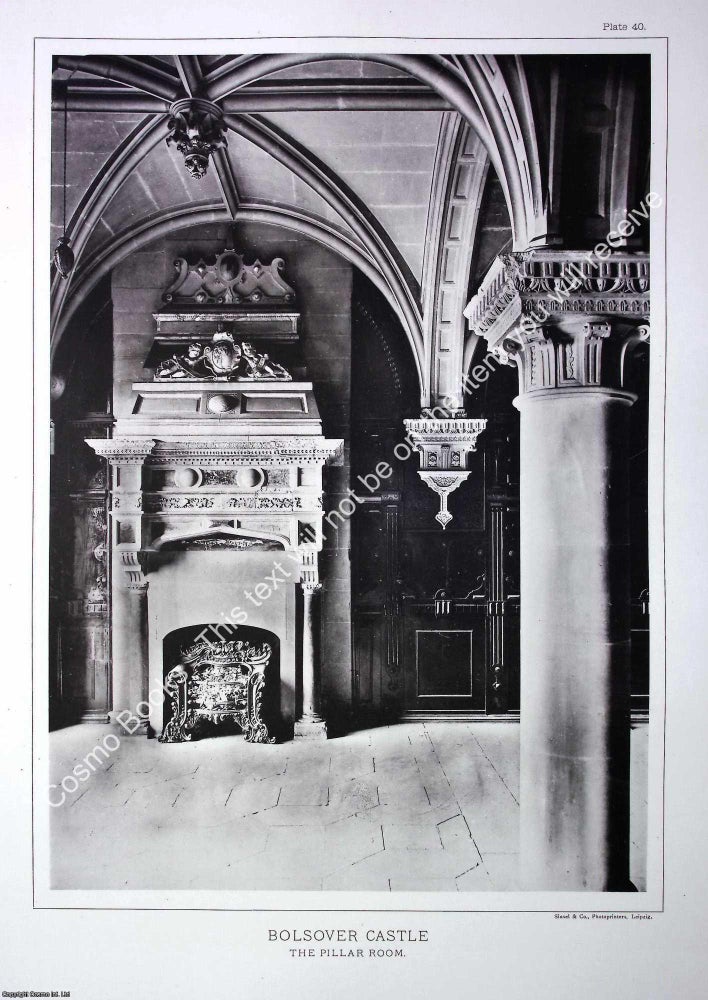 Item #519124 Bolsover Castle, The Pillar Room. A beautiful large black & white 1894...