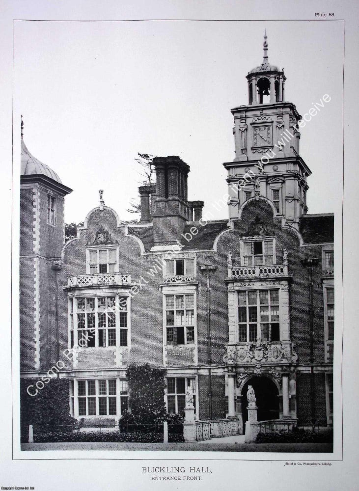 Item #519142 Blickling Hall, Entrance Front. A beautiful large black & white 1894...