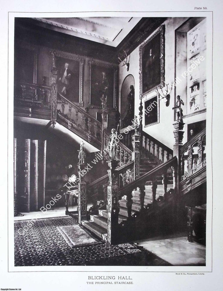 Item #519143 Blickling Hall, The Principal Staircase. A beautiful large black & white 1894...