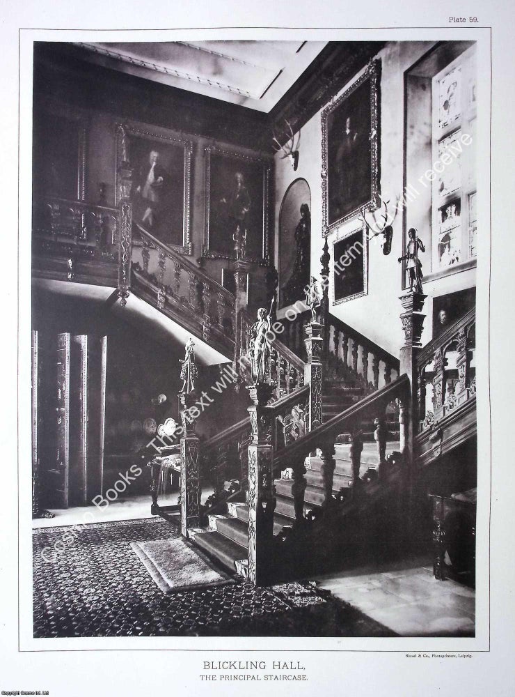 Item #519143 Blickling Hall, The Principal Staircase. A beautiful large black & white 1894...