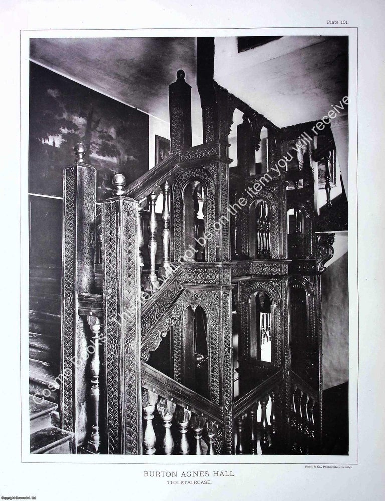 Item #519178 Burton Agnes Hall, The Staircase. A beautiful large black & white 1894...