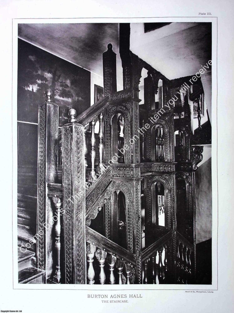 Item #519178 Burton Agnes Hall, The Staircase. A beautiful large black & white 1894...